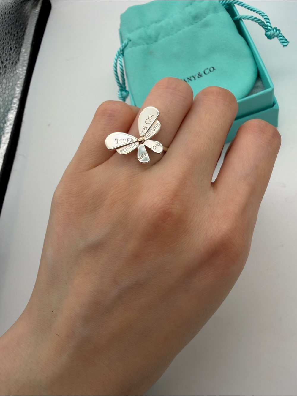 Tiffany & Co new size 4 love bug collection butterfly ring